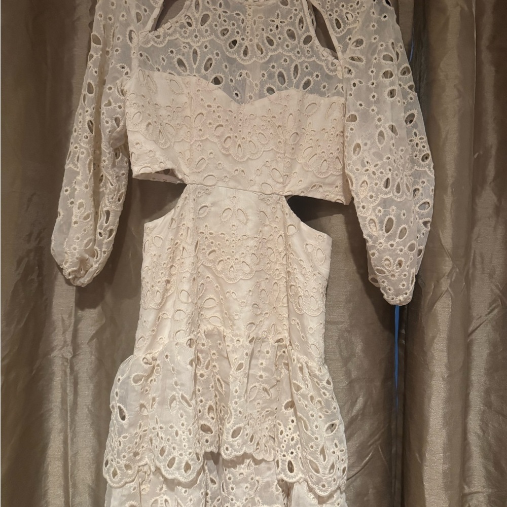 Maje Cream Lace Long Sleeve Dress